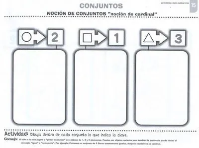 CONJUNTOS - NOCIÓN DE CARDINAL : FICHAS PARA NIÑOS