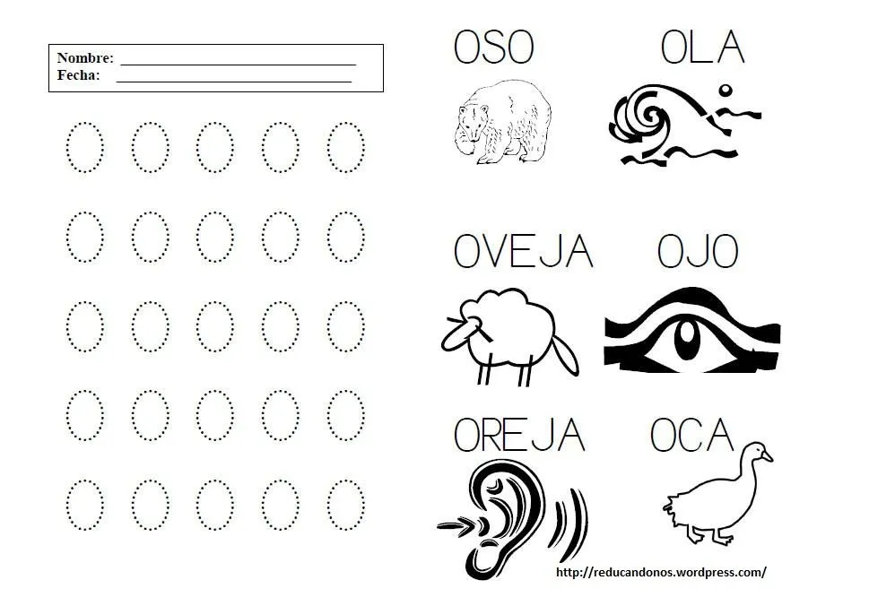 PALABRAS CON letra O Colouring Pages
