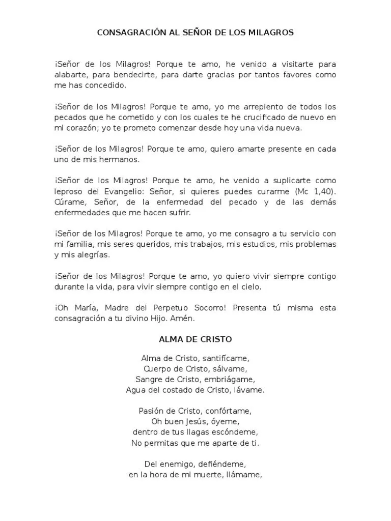 Consagración Al Señor de Los Milagros | PDF Consagración Al Señor de Los Milagros | PDF