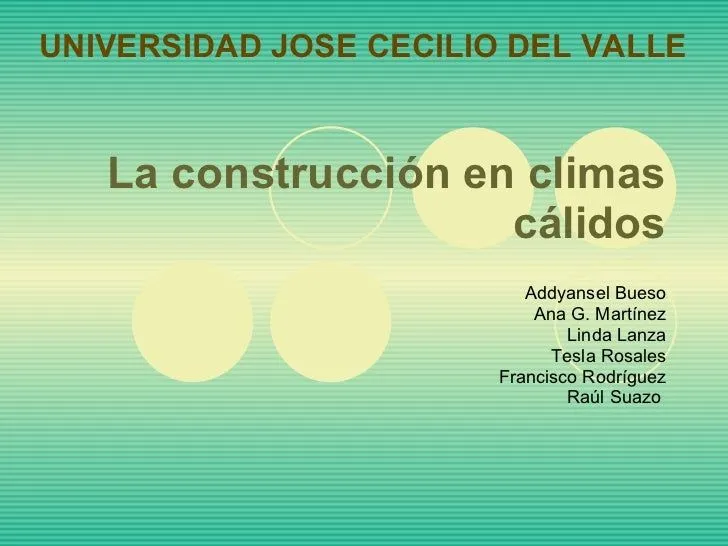 La ConstruccióN En Climas Calidos