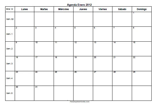 CALENDARIO ENERO DE 2012 - Imagui