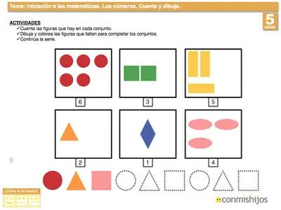 Contar y dibujar hasta el 6. Ejercicios de los números para niños Contar y dibujar hasta el 6. Ejercicios de los números para niños