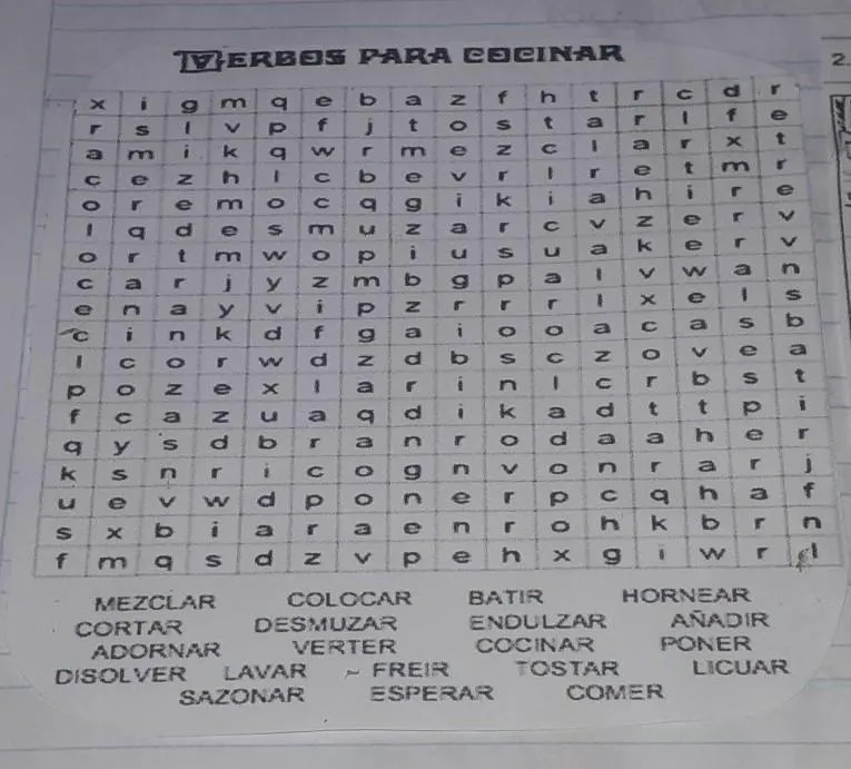 contesta la sopa de letras con los verbos de para cocinar ayuda plis​ -  Brainly.lat