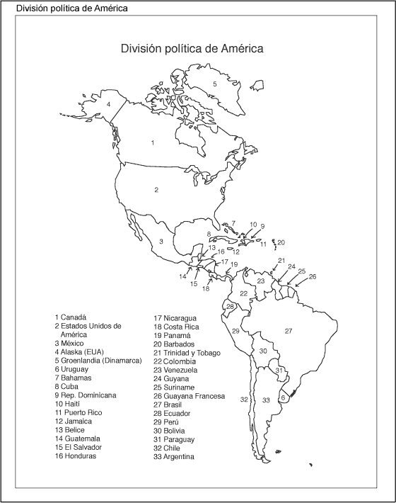 Continente americano para colorear sin nombres - Imagui