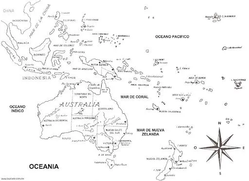 Mapa del continente oceania para colorear - Imagui Mapa del continente oceania para colorear - Imagui