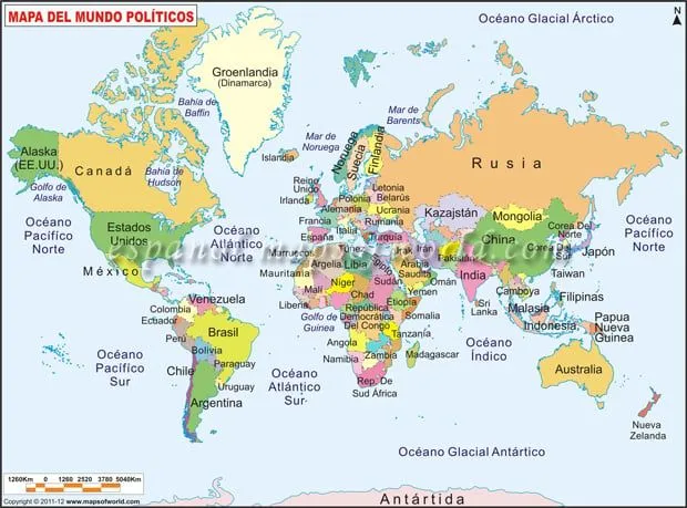 Mapamundi con nombres de paises y continentes - Imagui