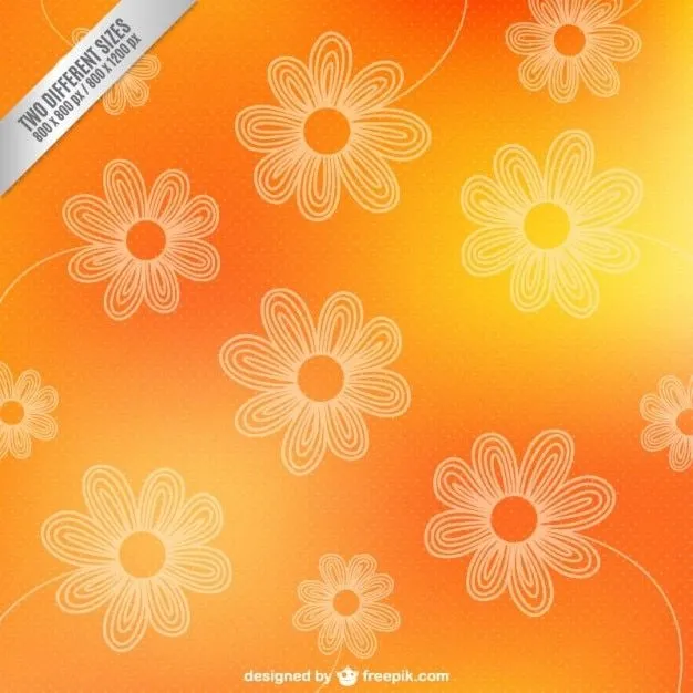 Contornos de flores sobre fondo naranja | Descargar Vectores gratis