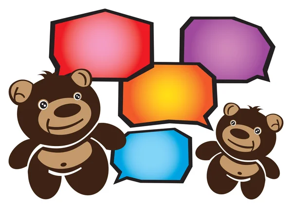 Conversación sonriente dos dibujos animados osos de peluche ... Conversación sonriente dos dibujos animados osos de peluche ...