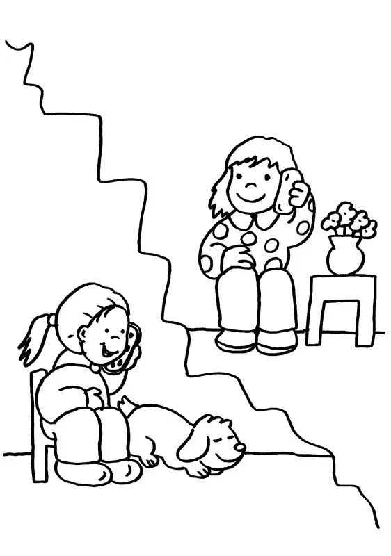Conversación telefónica: dibujo para colorear e imprimir Conversación telefónica: dibujo para colorear e imprimir