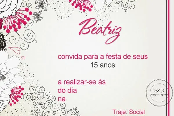 Convite de aniversario de 15 anos para imprimir - Imagui