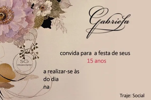 Convite de aniversario de 15 anos para imprimir - Imagui