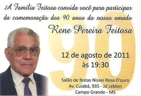 Convite de Aniversário 90 anos | Modelos de Convite Convite de Aniversário 90 anos | Modelos de Convite