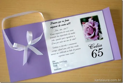 Convite de Aniversário Celia – 65 anos - Karla Laura Convites ... Convite de Aniversário Celia – 65 anos - Karla Laura Convites ...
