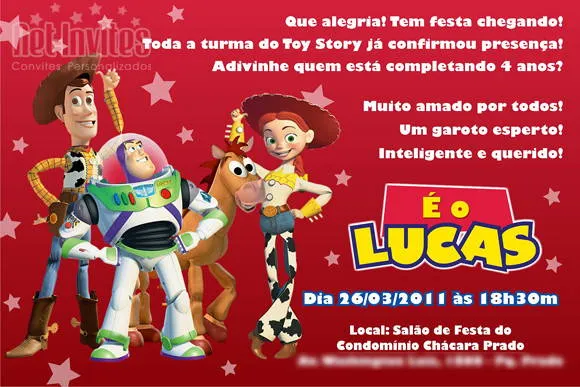 Convite de Aniversário TOY STORY | Convites Personalizados ... Convite de Aniversário TOY STORY | Convites Personalizados ...