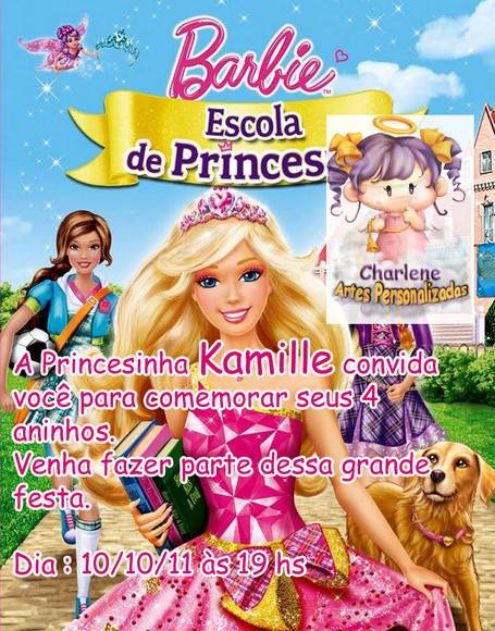 Convite Barbie Escola de Princesas | Charlene Personalizados ... Convite Barbie Escola de Princesas | Charlene Personalizados ...