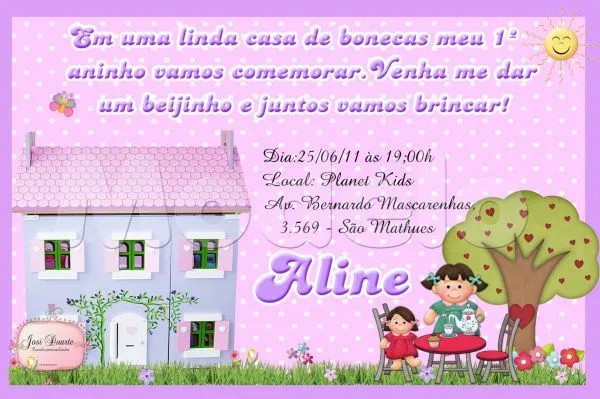 Convite Bonecas 10x15 com envelope personalizado e lacre - Josi ...