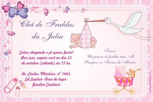 Convite Cha de bebe menina | A Gravidez Convite Cha de bebe menina | A Gravidez