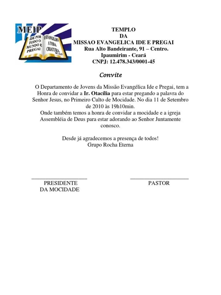 Convite Culto de Jovens | PDF