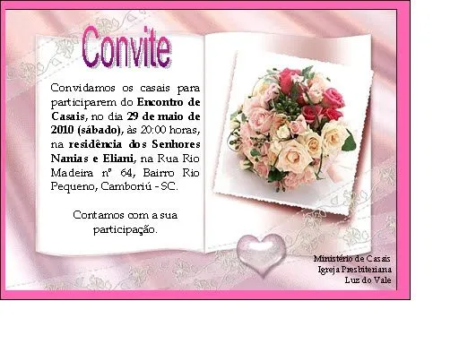 Convite de encontro de casal - Imagui