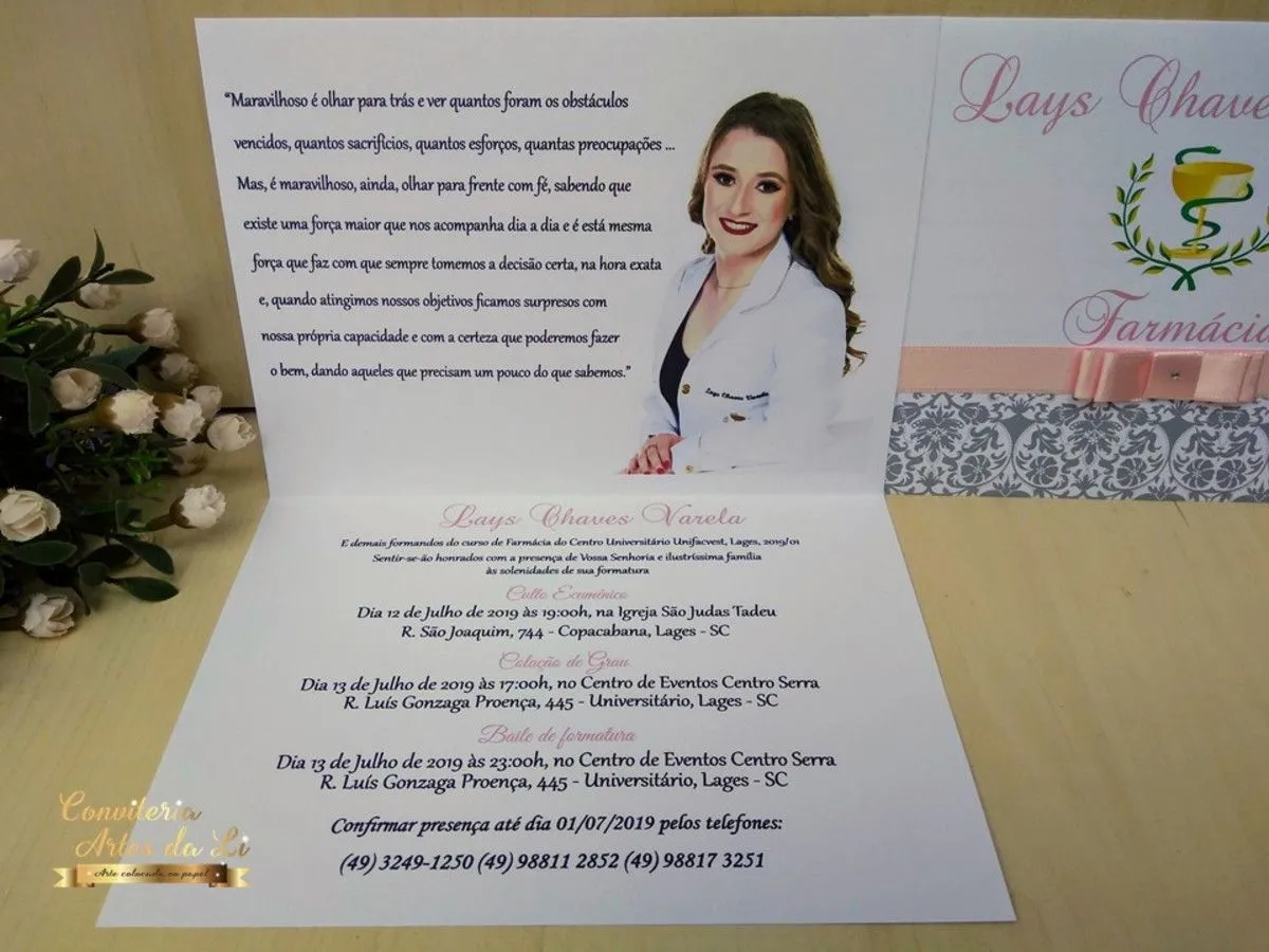 Convite Formatura Farmácia com Foto | Elo7 Produtos Especiais Convite Formatura Farmácia com Foto | Elo7 Produtos Especiais