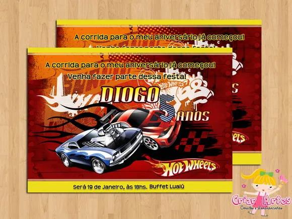 Convite Hot Wheels | Elo7