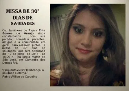CONVITE: MISSA DE 30 DIAS DA JOVEM RAYZA RIILA SOARES | Voz Do Povo CONVITE: MISSA DE 30 DIAS DA JOVEM RAYZA RIILA SOARES | Voz Do Povo
