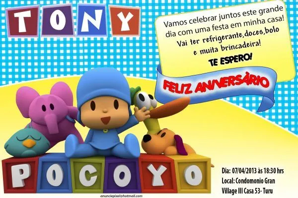 Convite Pocoyo - Foto Artes Digitais