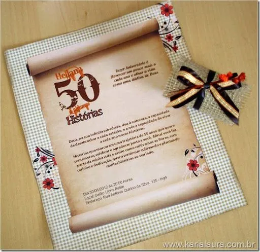 Convite Rústico com juta - aniversário de 50 anos - Karla Laura ...