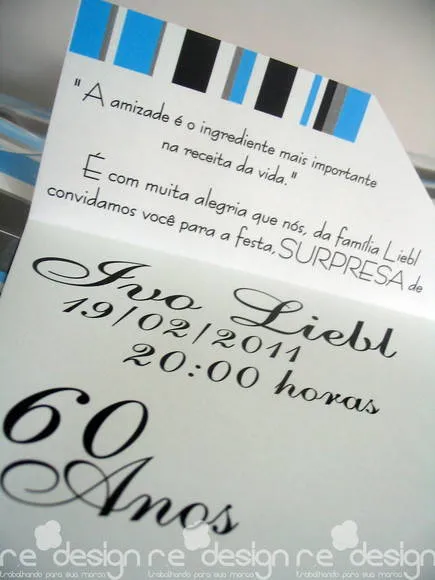 Convites de 60 Anos - Ivo | R.E Design | Elo7