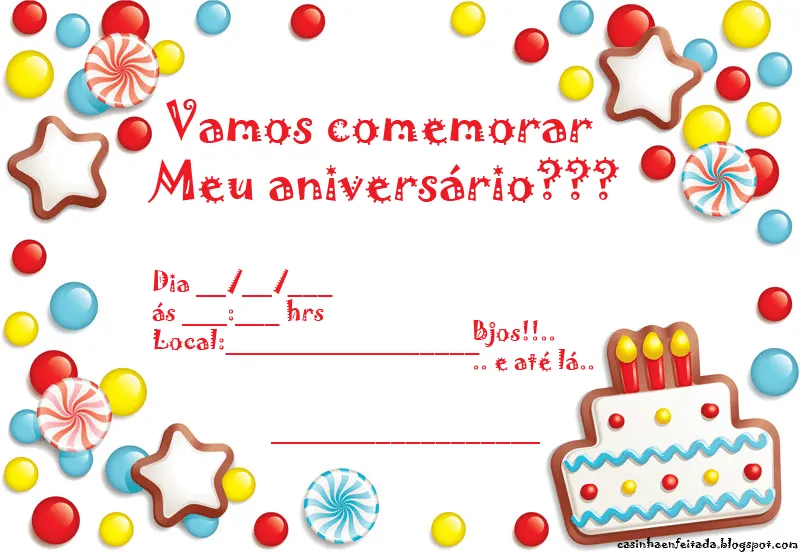 Convites de aniversário para imprimir - Imagui