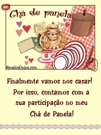 Convites para Chá de Panela - Imagens, Mensagens e Frases para ...