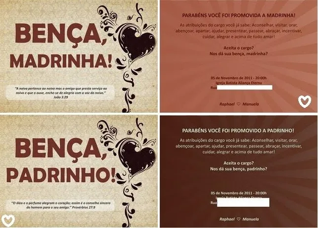 Convites para padrinhos