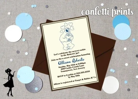 COOKIE MONSTER Baby Shower Invitation by ConfettiPrintsShop COOKIE MONSTER Baby Shower Invitation by ConfettiPrintsShop