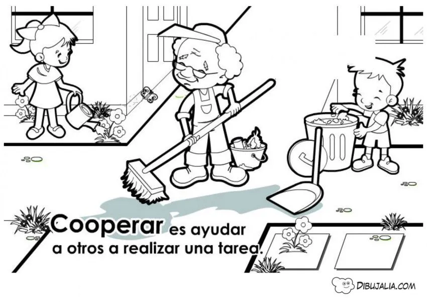 Cooperar es ayudar en las tareas - Dibujo #424 - Dibujalia - Dibujos para Colorear y Recursos Educativos Cooperar es ayudar en las tareas - Dibujo #424 - Dibujalia - Dibujos para Colorear y Recursos Educativos