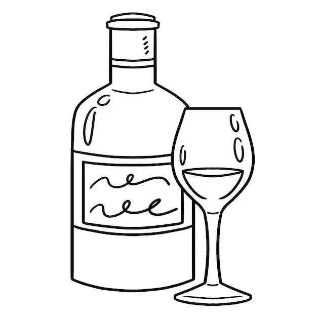 Copa de vino aislada página para colorear para niños | Vector Premium Copa de vino aislada página para colorear para niños | Vector Premium