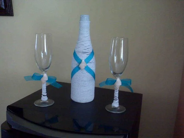 Mis copas y la botellita para la boda - Foro Manualidades para ...