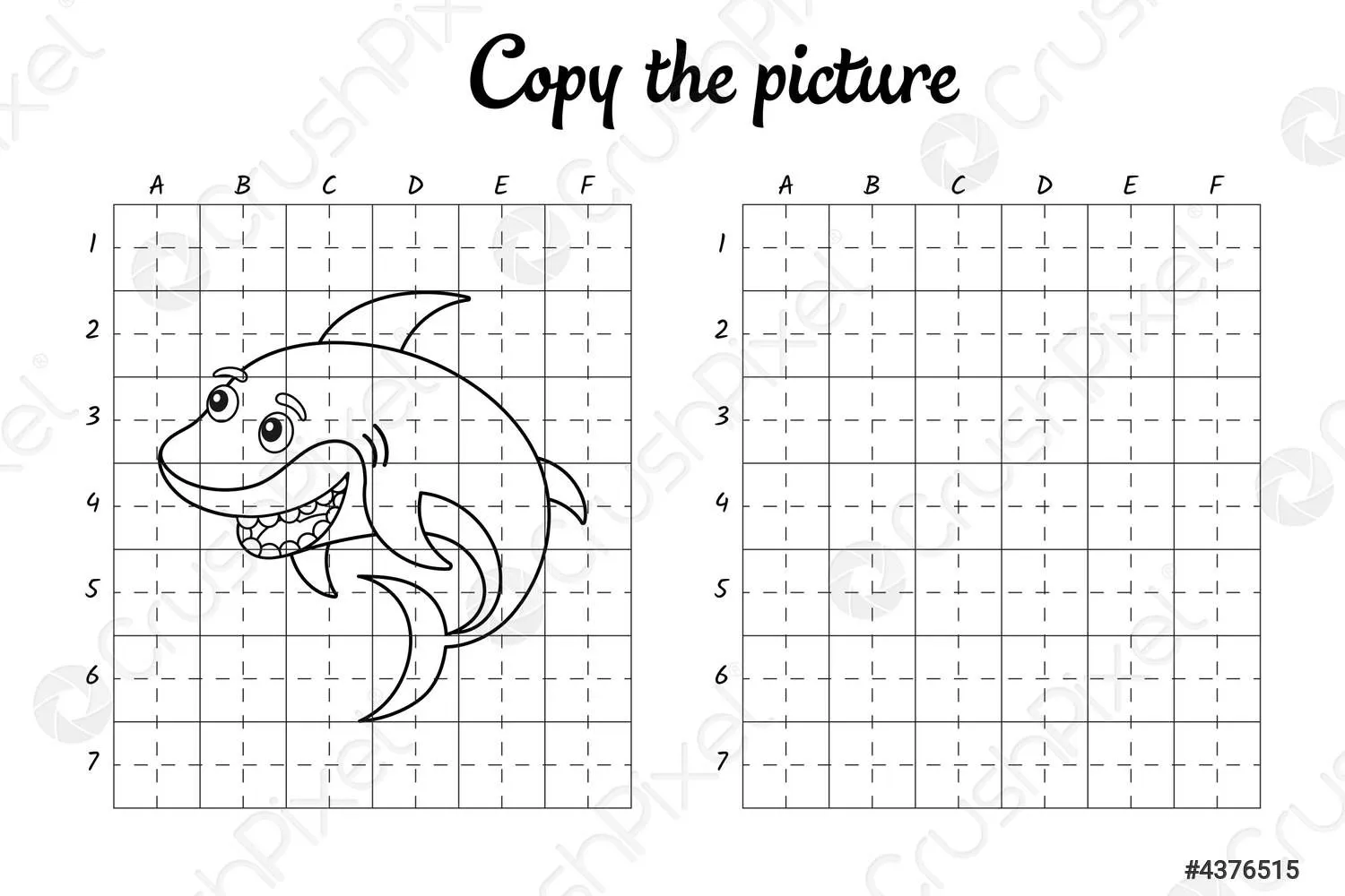 Copiar el dibujo de imagen por cuadrícula para colorear - vector de stock 4376515 | Crushpixel Copiar el dibujo de imagen por cuadrícula para colorear - vector de stock 4376515 | Crushpixel