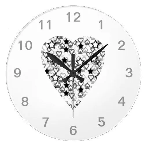 Corazón blanco y negro. Diseño modelado del corazó Relojes De ... Corazón blanco y negro. Diseño modelado del corazó Relojes De ...