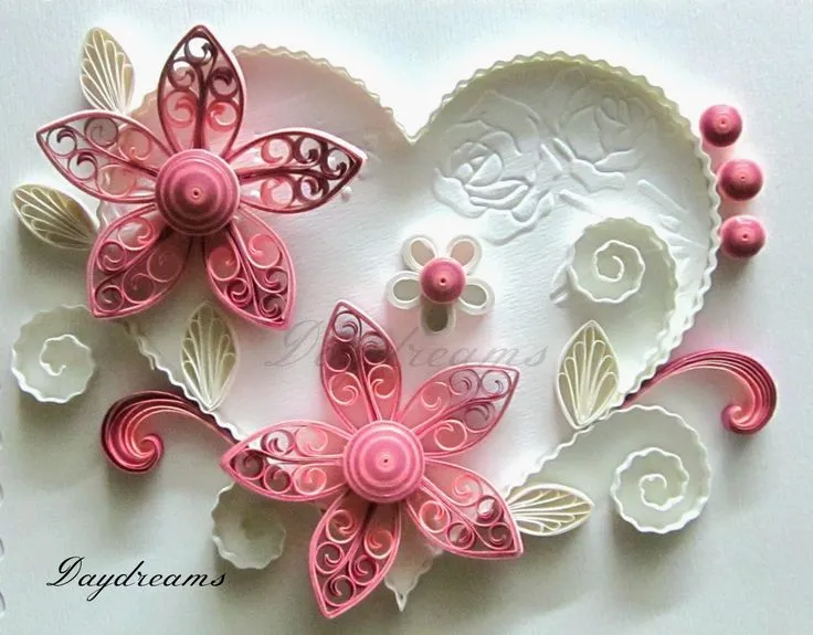 CORAZON CON FLORES DE FILIGRANA DAYDREAMS: Quilled Valentine with ...