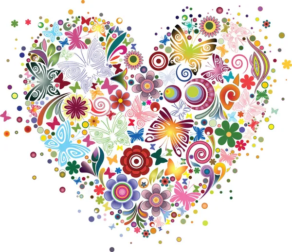Corazón de flores y mariposas — Vector stock © Kubera #8022323 Corazón de flores y mariposas — Vector stock © Kubera #8022323