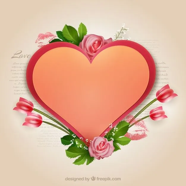 Corazón y flores de San Valentín | Descargar Vectores gratis
