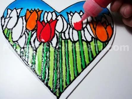 Corazón para Pintar con Tulipanes 3 | PINTURA FACIL PARA TI Corazón para Pintar con Tulipanes 3 | PINTURA FACIL PARA TI
