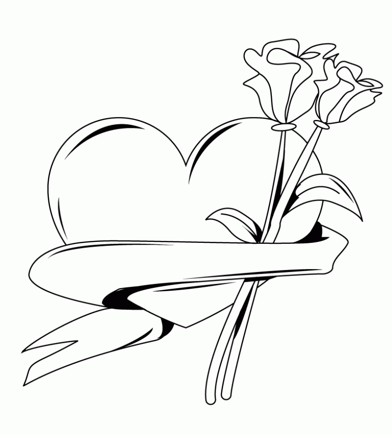 de Corazón de rosas para colorear. Dibujos infantiles de Corazón de ... de Corazón de rosas para colorear. Dibujos infantiles de Corazón de ...