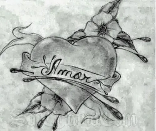 Corazón con rosas dibujo a lápiz - Imagui