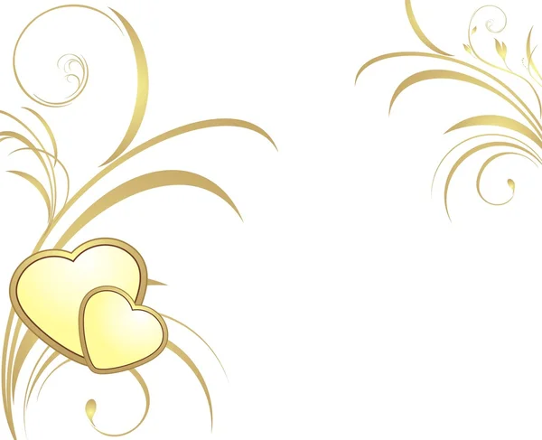 Dos corazones dorados con ramitas decorativos — Vector stock ... Dos corazones dorados con ramitas decorativos — Vector stock ...