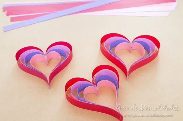 Corazones de papel para San Valentín - Guía de MANUALIDADES Corazones de papel para San Valentín - Guía de MANUALIDADES