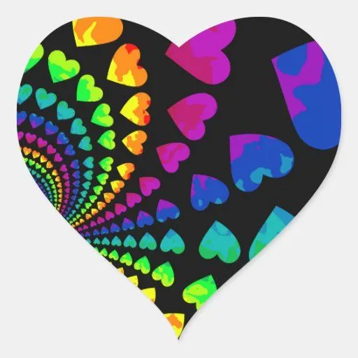 Corazones retros del arco iris en negro pegatina en forma de ... Corazones retros del arco iris en negro pegatina en forma de ...