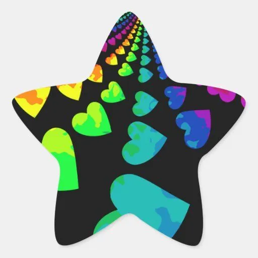 Corazones retros del arco iris en negro pegatina en forma de ... Corazones retros del arco iris en negro pegatina en forma de ...