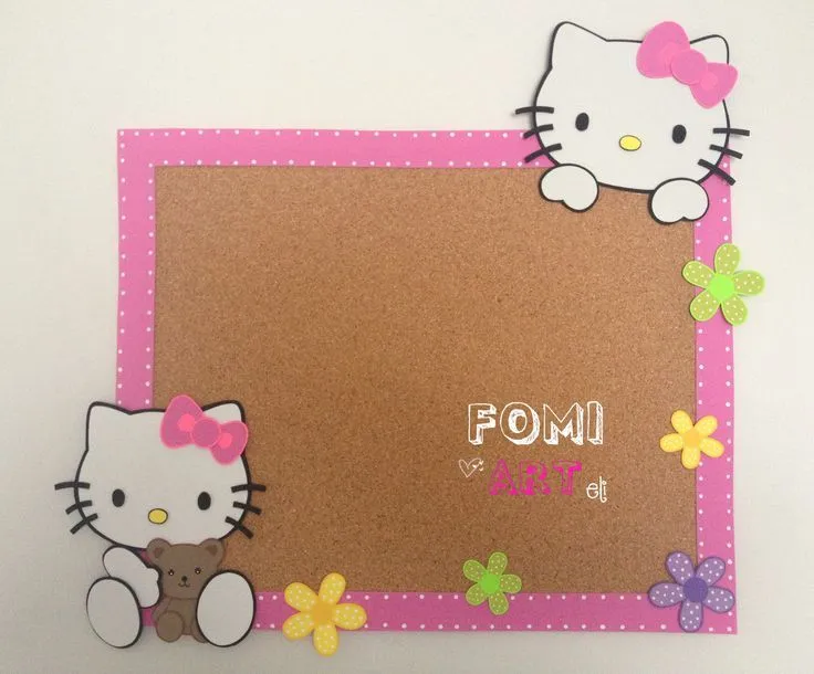 Corcho decorado con fomi... Apliques hello kitty | Goma Eva ...