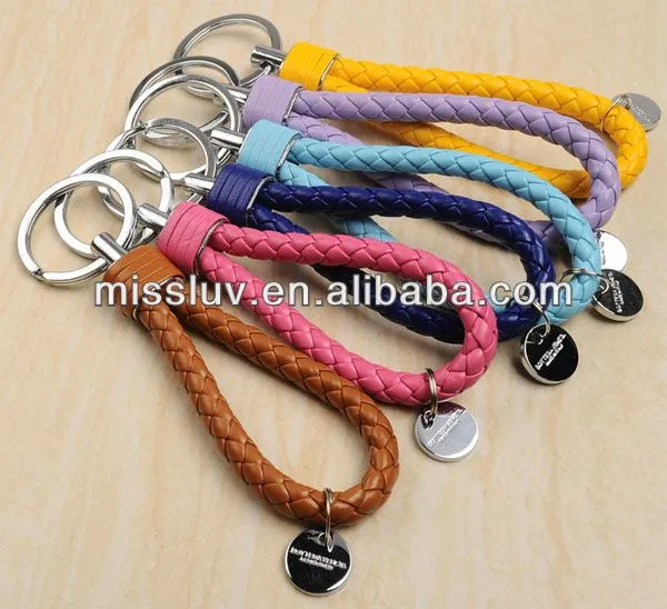Cordón de cera de cuero llavero, Hechos a mano tejida llavero ...